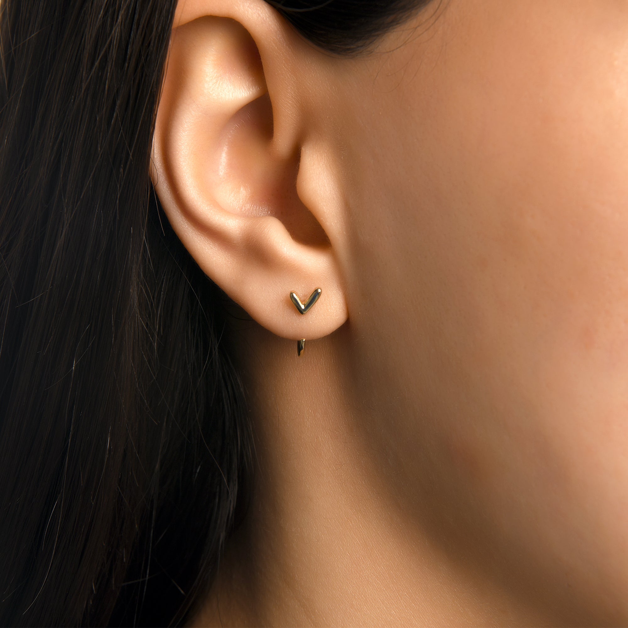 Latte Chevron Altın Relax Piercing / 14 Ayar Sarı Altın