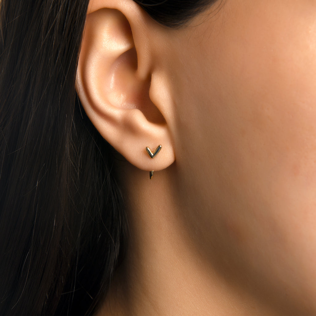Latte Chevron Altın Relax Piercing / 14 Ayar Sarı Altın