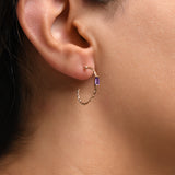 Baguette Stone Toptop Gold Earrings