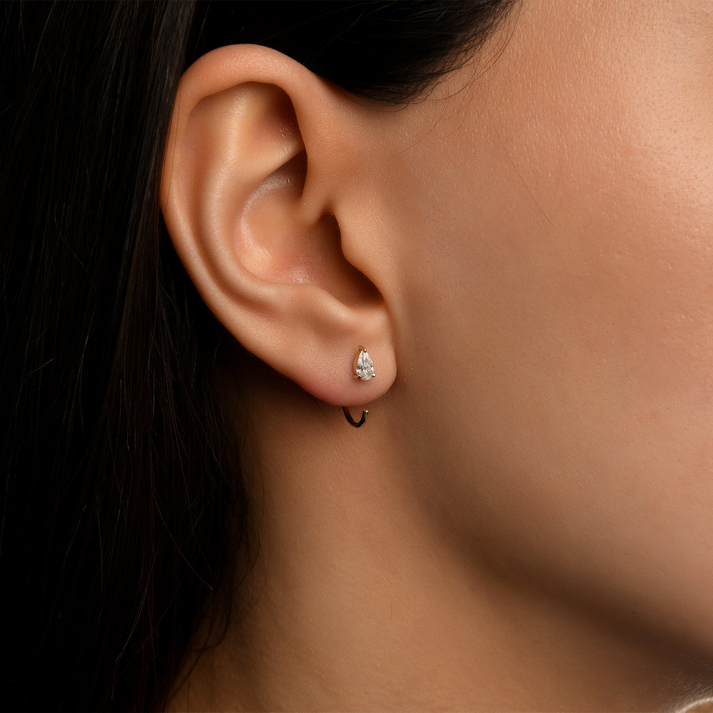 Latte Markiz Taşlı Altın Relax Piercing / 14 Ayar Sarı Altın