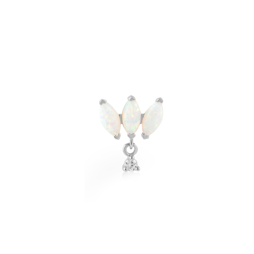 Üçlü Markiz Kesim Opalit Taşlı Sallantılı Altın Tragus Piercing / TR