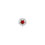 Kırmızı Mineli Beş Köşe Pırlanta Piercing / 14 ayar beyaz altın