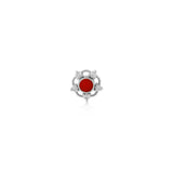 Kırmızı Mineli Beş Köşe Pırlanta Piercing / 14 ayar beyaz altın