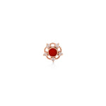 Kırmızı Mineli Beş Köşe Pırlanta Piercing / 14 ayar rose altın