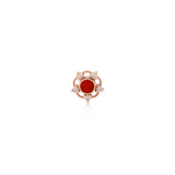 Kırmızı Mineli Beş Köşe Pırlanta Piercing / 14 ayar rose altın