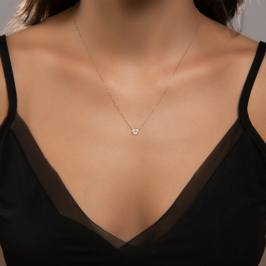 Tria Döngü Markiz Form Opalit Taşlı Altın Kolye / Sarı Altın / Model 2