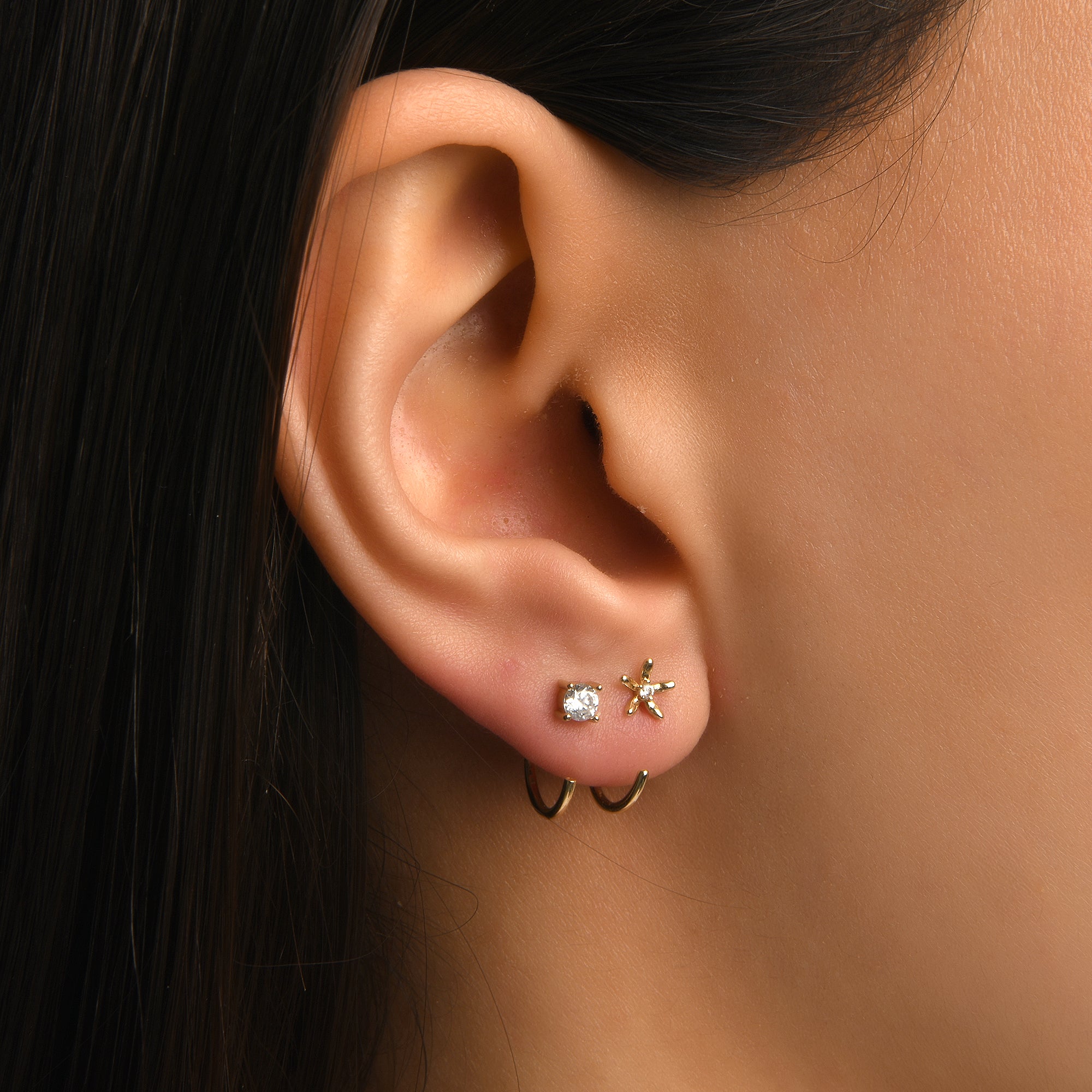 Latte Tektaş Altın Relax Piercing / 14 Ayar Sarı Altın