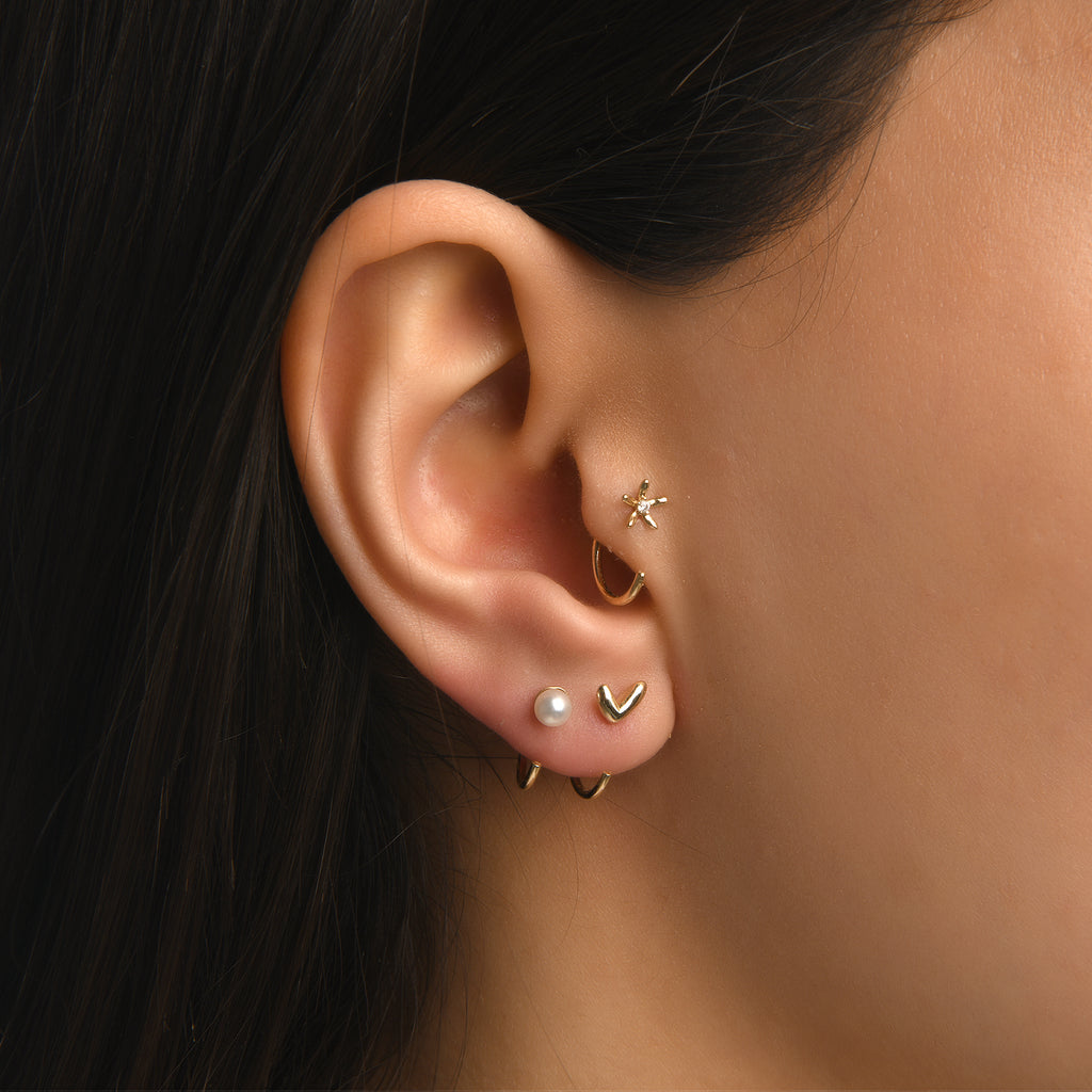 Latte Chevron Altın Relax Piercing / 14 Ayar Sarı Altın
