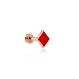 Karo Kırmızı Mineli Altın Piercing / 14 Ayar Rose Altın
