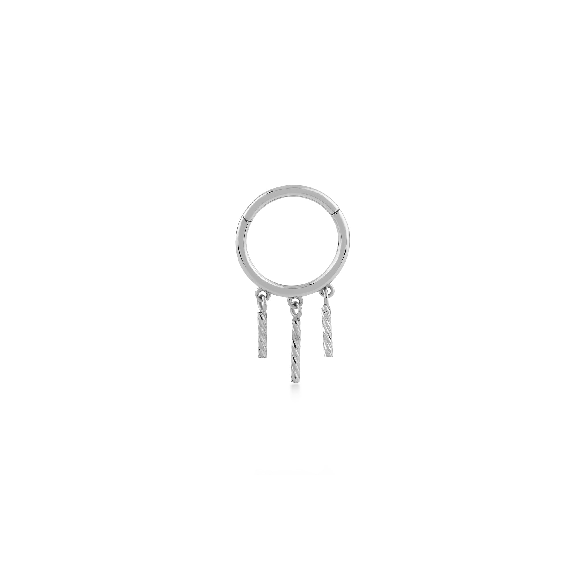 Stick Sallantılı Altın Halka Piercing / 14 Ayar Beyaz Altın