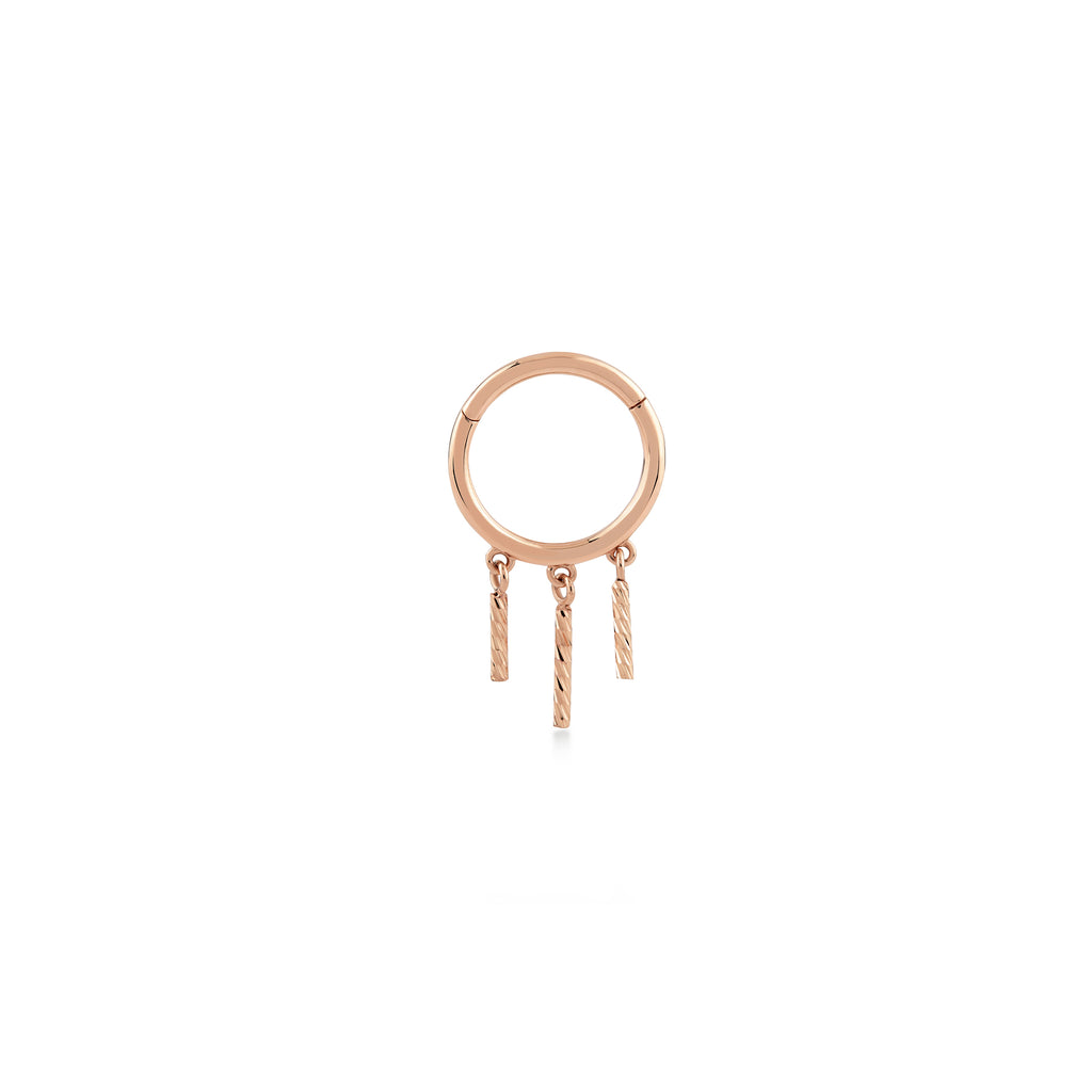Stick Sallantılı Altın Halka Piercing / 14 Ayar Rose Altın