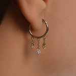 Gusto Yıldız Sallantılı Taşlı Altın Halka Piercing