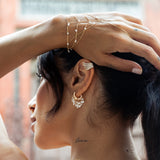 Zincir Sallantılı Damla Taşlı Halka Piercing