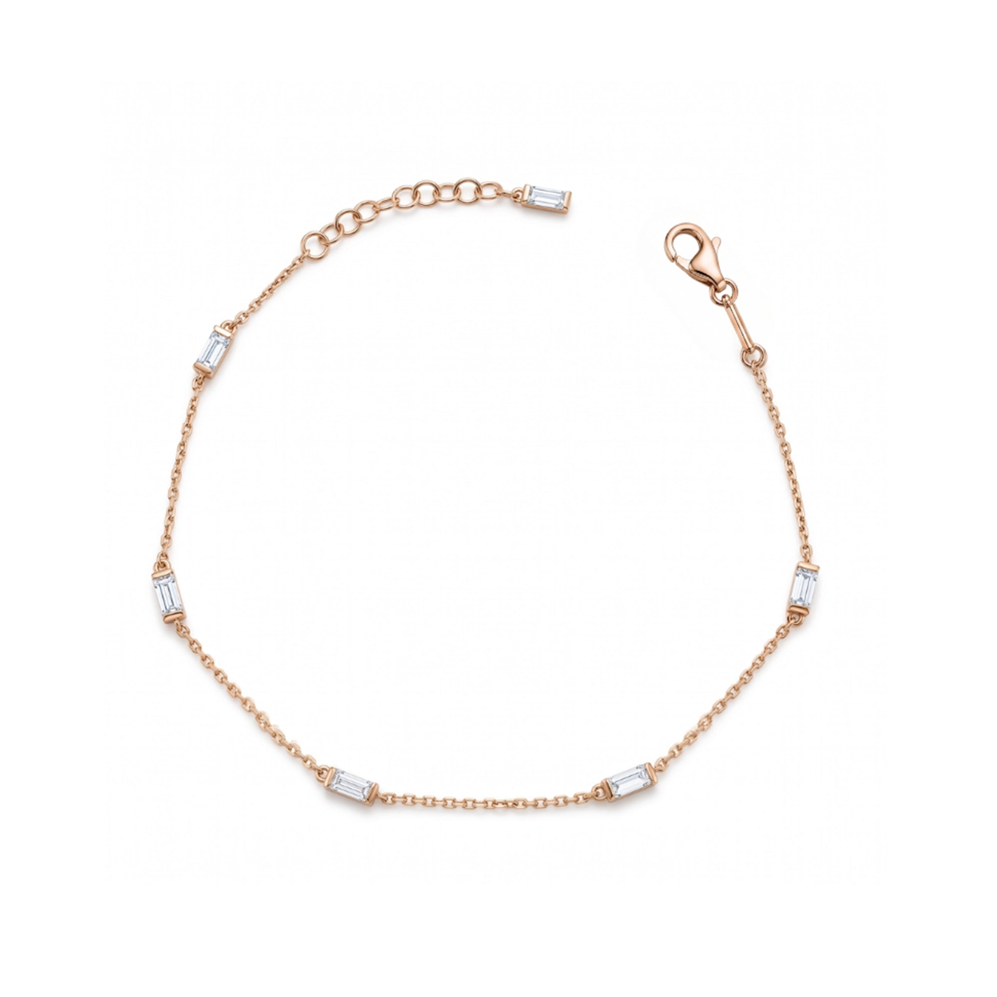 Bagetto Baget Taşlı Altın Bileklik / 14 Ayar Rose Altın