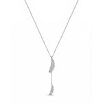 Tüy Sallantılı Y Model Altın Kolye / 14 Ayar Beyaz Altın