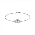 Taşlı Göz Altın Bileklik / 14 Ayar Beyaz Altın