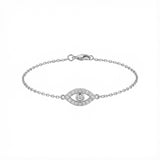 Taşlı Göz Altın Bileklik / 14 Ayar Beyaz Altın