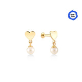 Kalp Sallanan İncili Altın Tragus Piercing