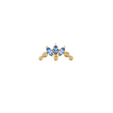 Tria Markiz Form Mavi Taşlı Altın Tragus Piercing / 14 Ayar Sarı Altın