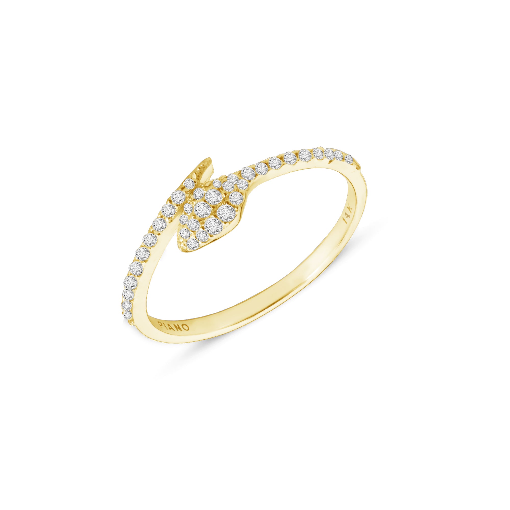 0.17 ct Stilize Yılan Pırlanta Yüzük / 14 Ayar Sarı Altın