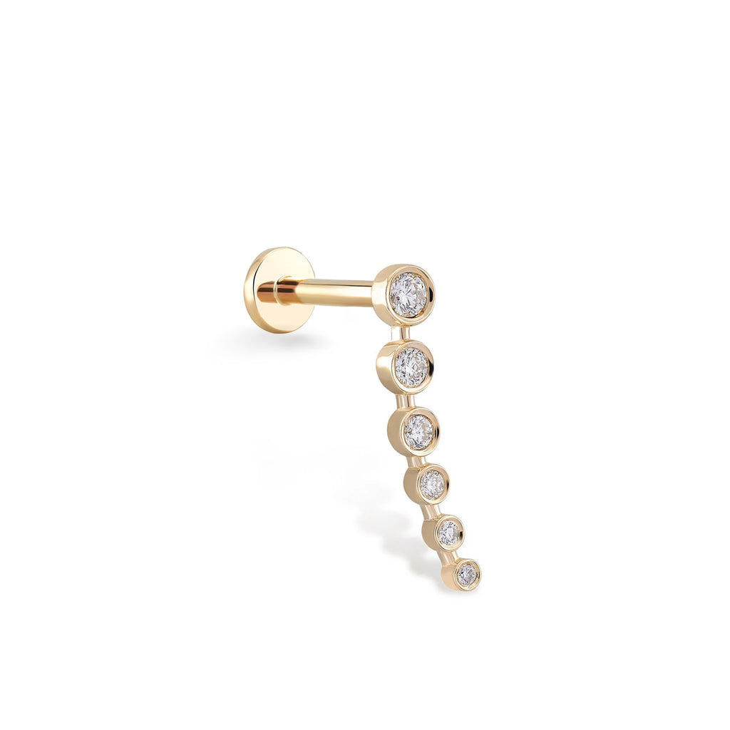 Toptop Arc Pırlanta Piercing / 14 Ayar Sarı Altın