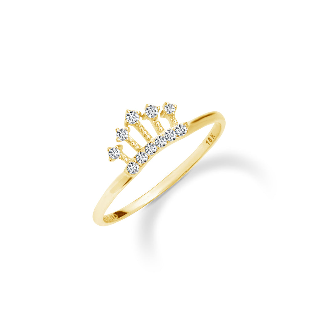 0.11 ct Kraliçe Tacı Pırlanta Yüzük / 14 Ayar Sarı Altın