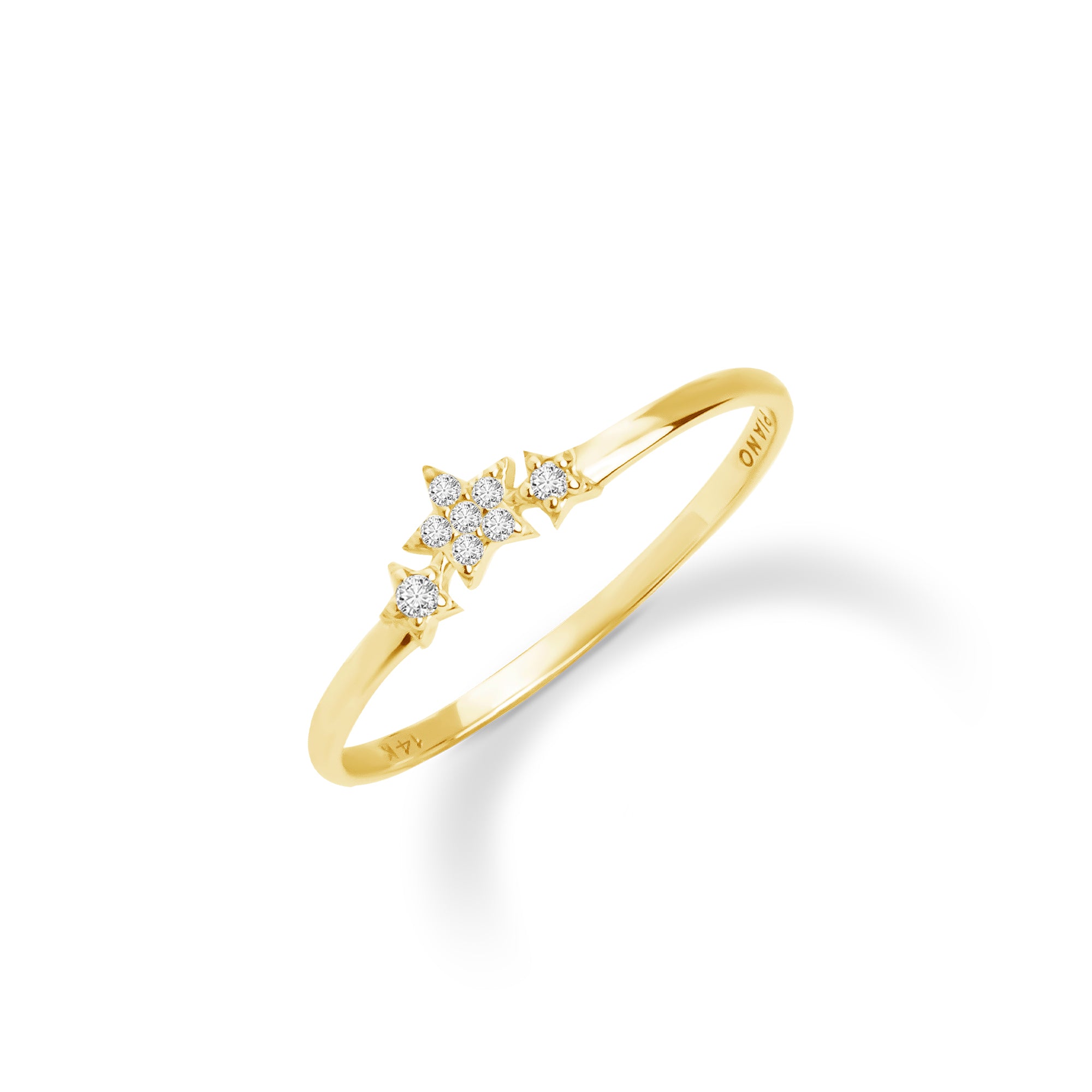 0.06 ct Şans Yıldızları Pırlanta Yüzük / 14 Ayar Sarı Altın