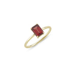14 Ayar Altın Dikey Baget Kesim Garnet ve Topaz Taşlı Altın Yüzük