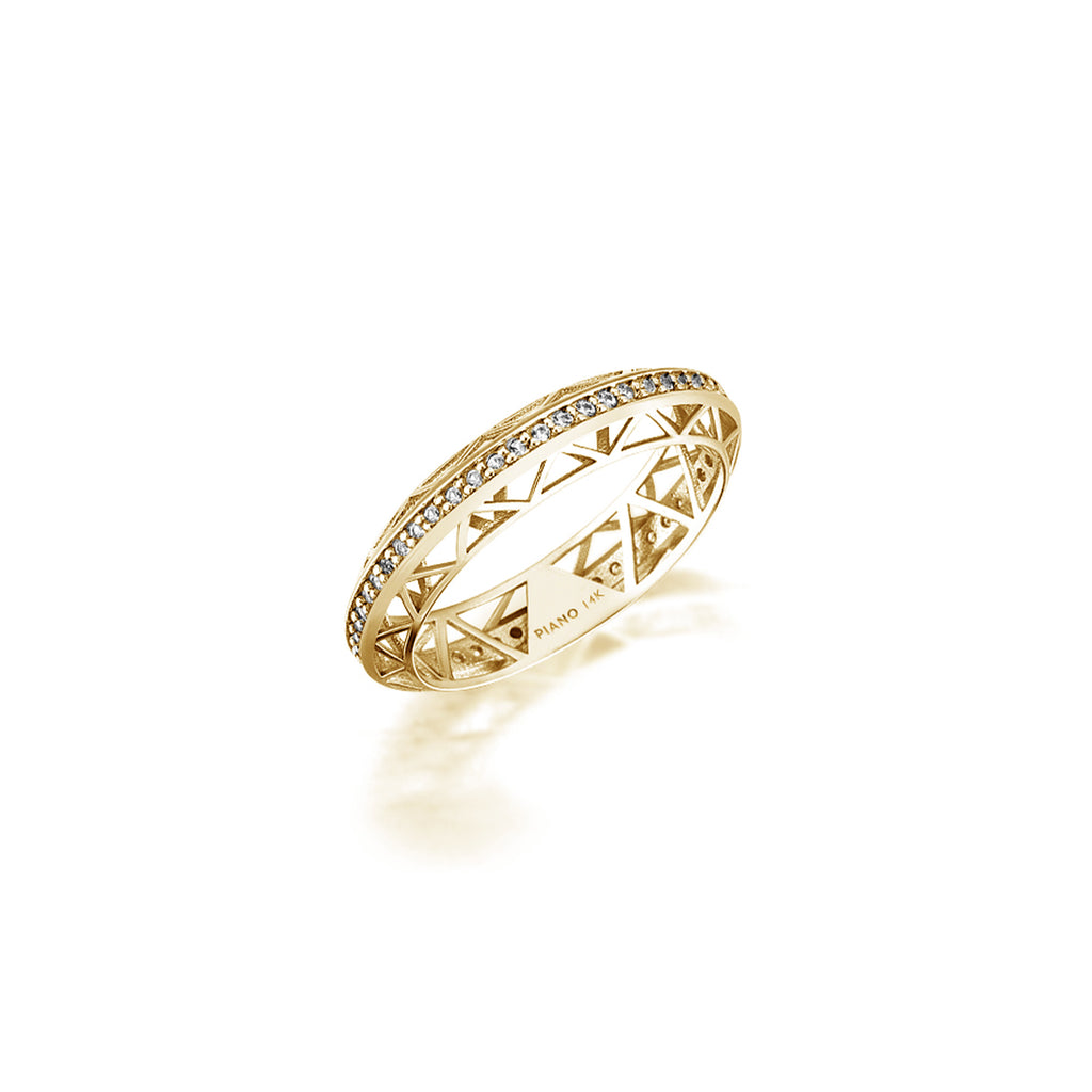 0.27 ct Sıra Taşlı Pırlanta Yüzük / 14 Ayar Sarı Altın