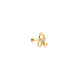 Leo Aslan Burcu Taşlı Altın Piercing / 14 Ayar Sarı Altın