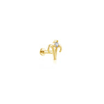 Aries Koç Burcu Taşlı Altın Piercing / 14 Ayar Sarı Altın