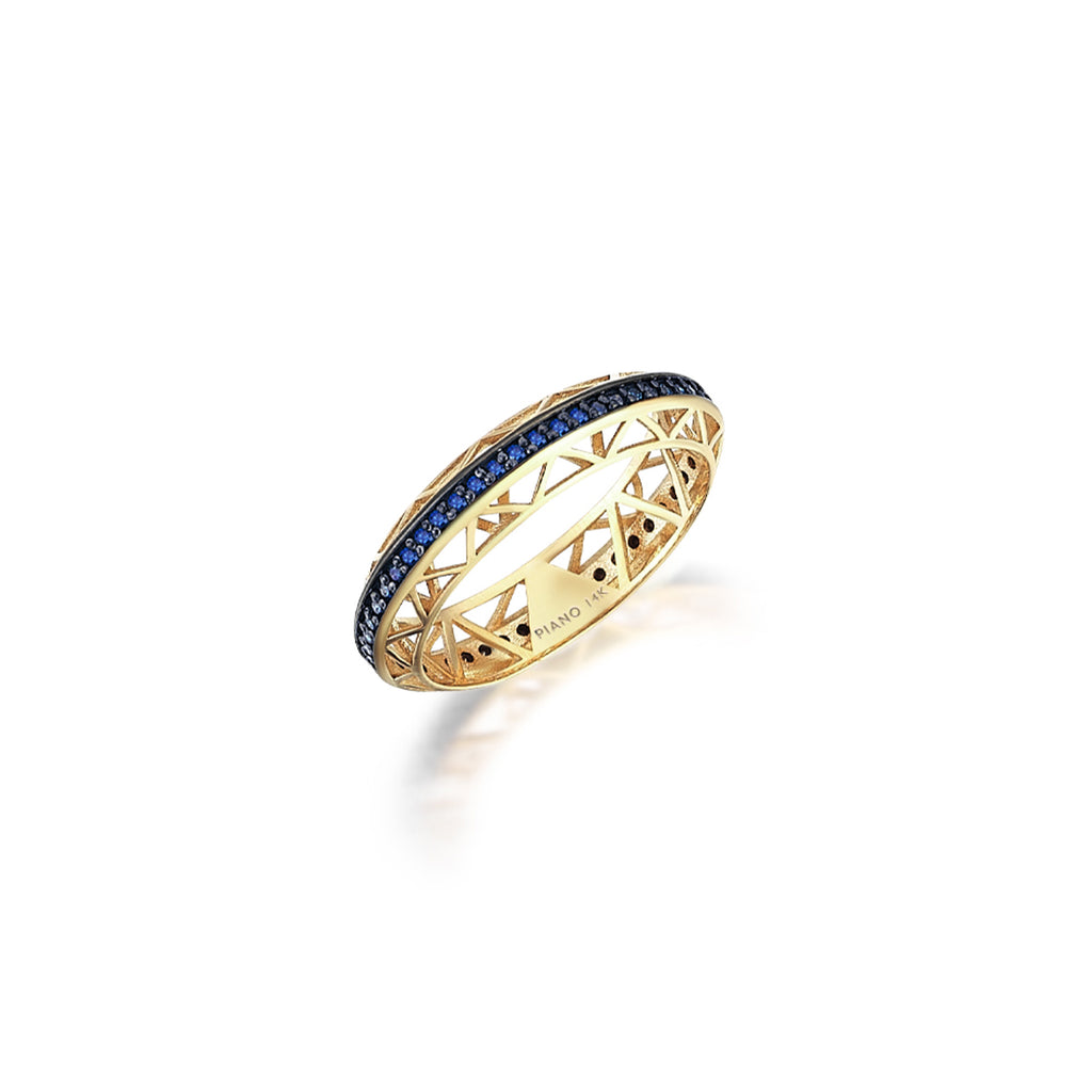 0.27 ct Mavi Safir Taşlı Altın Yüzük / 14 Ayar Sarı Altın