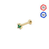 Green / Palette Renkli Taş Seçenekli Altın Piercing / 14 Ayar Sarı Altın