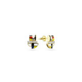 Vivaldi Enameled Stone Drop Gold Earring