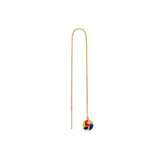 Composition Art Spherical Enameled Stone Dangle Chain Single Gold Earring