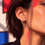 Composition Asymmetric Art Enamel Stone Hoop Piercing