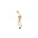 Flower and Single Stone Gold Navel Piercing