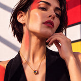 Vivaldi Five-Row Enameled Stone Gold Necklace