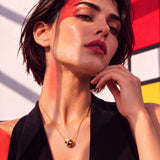 Vivaldi Five-Row Enameled Stone Gold Necklace