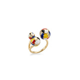 Cross Band Enamel Gold Ring