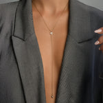 Kuzey Yıldızı Sallantılı Y Model Taşlı Altın Kolye /14 Ayar Sarı Altın