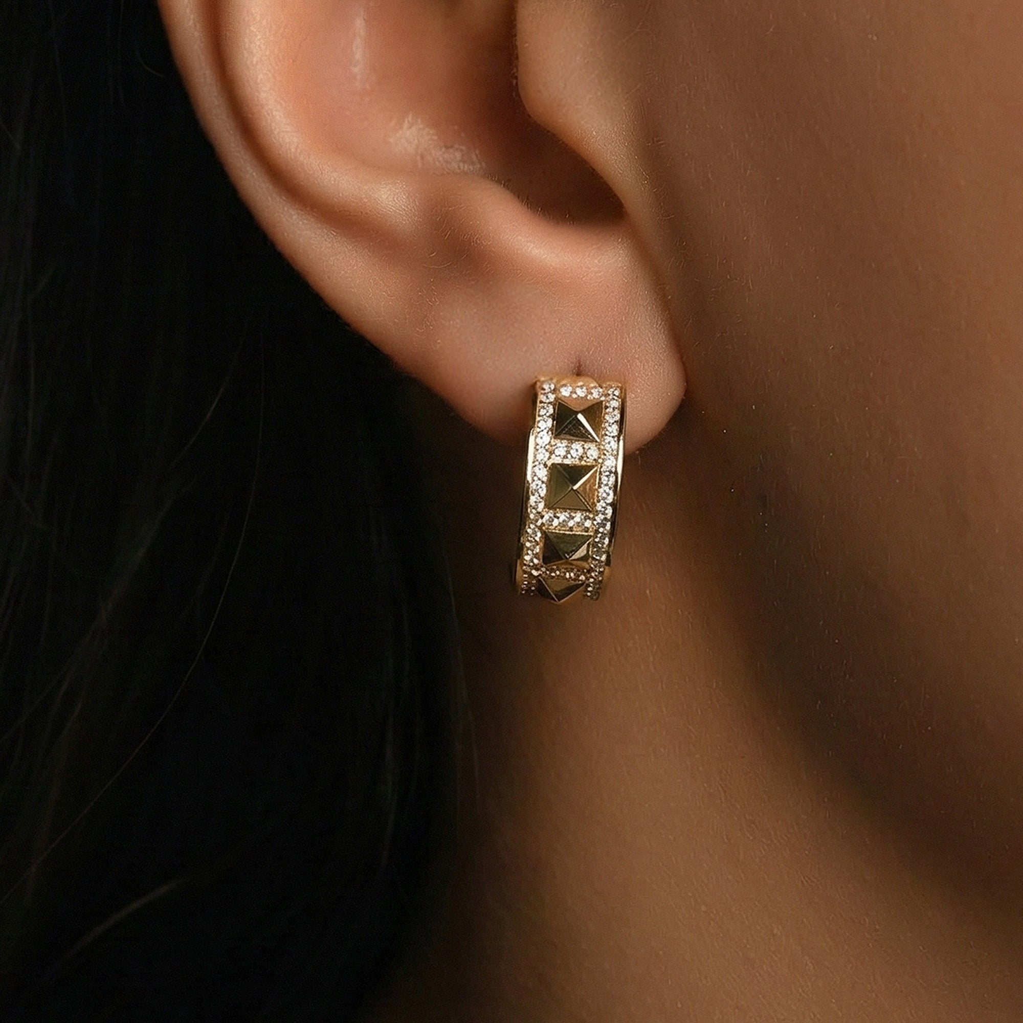 Champs-Elisées (Şanzelize) Altın Küpe / 14 Ayar Sarı Altın