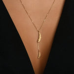 Tüy Sallantılı Y Model Altın Kolye / 14 Ayar Sarı Altın