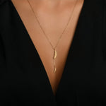 Tüy Sallantılı Y Model Altın Kolye / 14 Ayar Sarı Altın