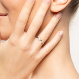 0.11 ct Asimetrik İkiz Minimal Üçgen Pırlanta Yüzük / 14 Ayar Sarı Altın