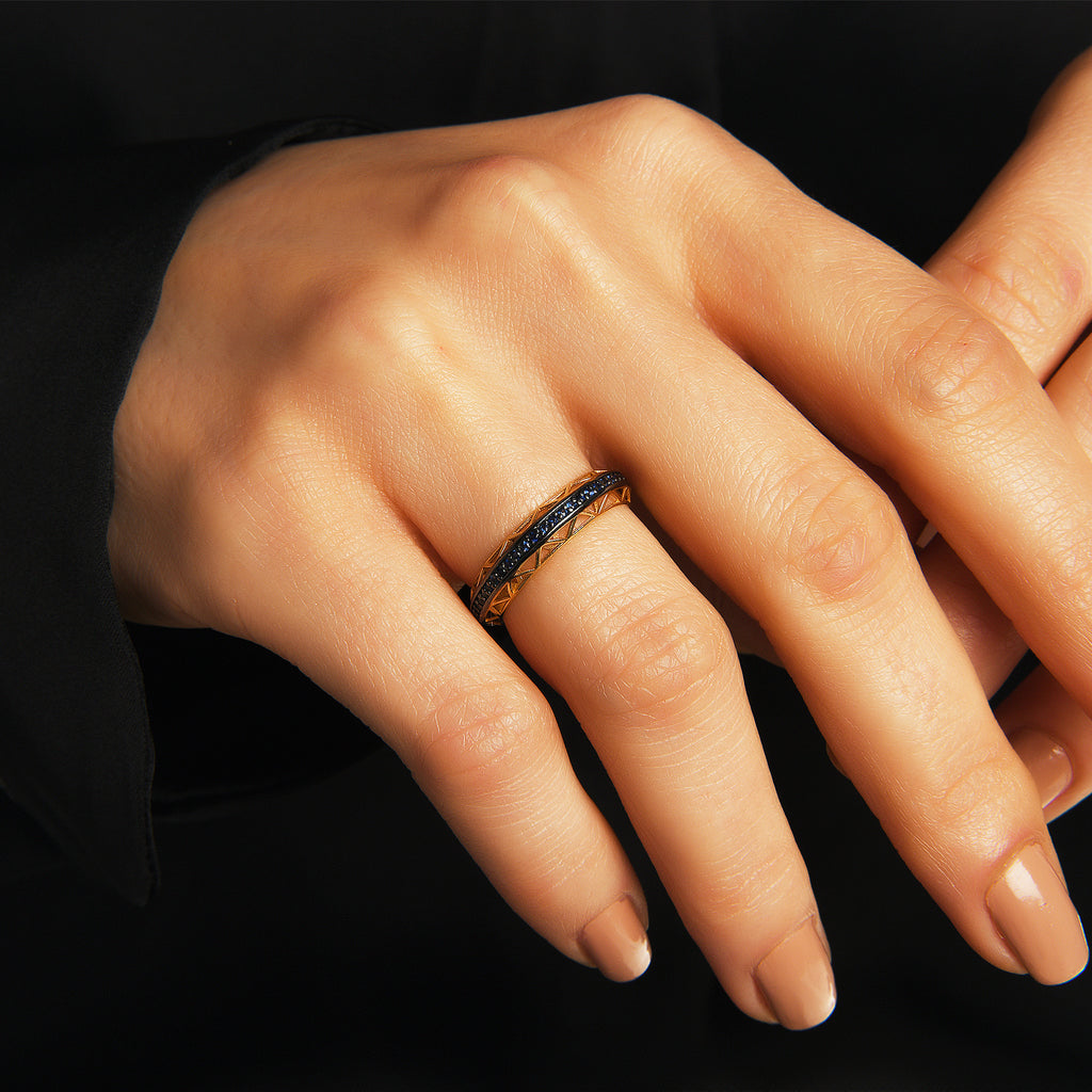 0.27 ct Mavi Safir Taşlı Altın Yüzük / 14 Ayar Sarı Altın