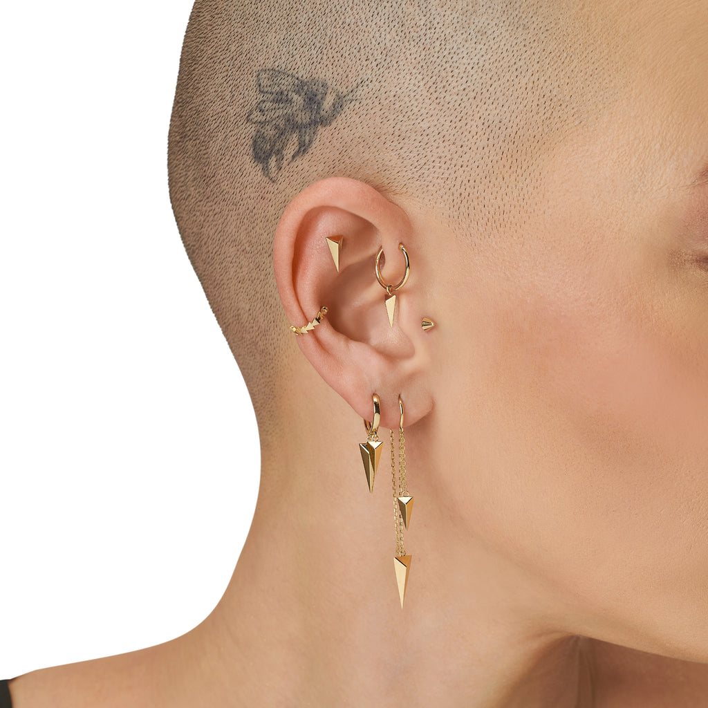 Havana Üçgen Minimalist Tek Altın Piercing / 14 Ayar Sarı Altın