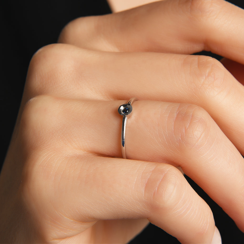0,03 Ct Fantazi Safir Taşlı Yüzük / 14 Ayar Beyaz Altın