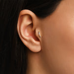 Gusto Minimal Arc Renkli Taşlı Altın Tragus Piercing / 14 Ayar Sarı Altın