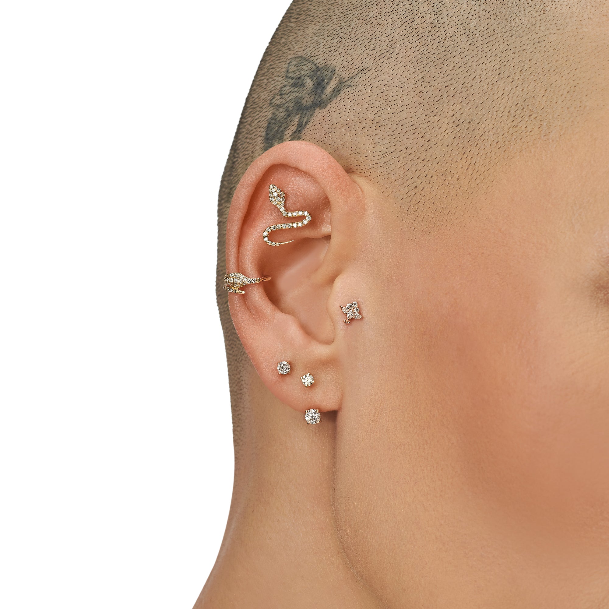 Snake Pırlanta Halka Piercing 14 Ayar Altın